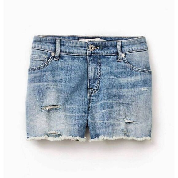 Torrid Cut-Off Shorts Women Plus Size 24 Blue Denim Stretch High-Rise Distressed - Picture 1 of 6